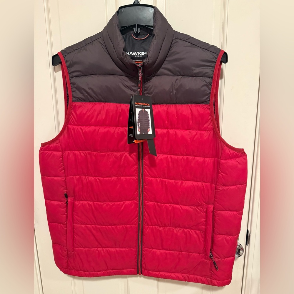 Hawke & Co Men's Red and Dark Gray Puffer Vest